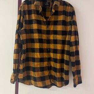 Yellow and Black Checkered Button-Up Shirt